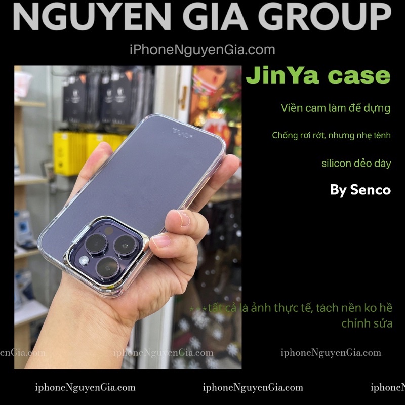 Ốp lưng silicon dẻo viền cam Silver dựng làm đế iPhone 14 Pro max/ 14 plus JinYa Pro clear Nguyễn Gia group Cao Đạt q5