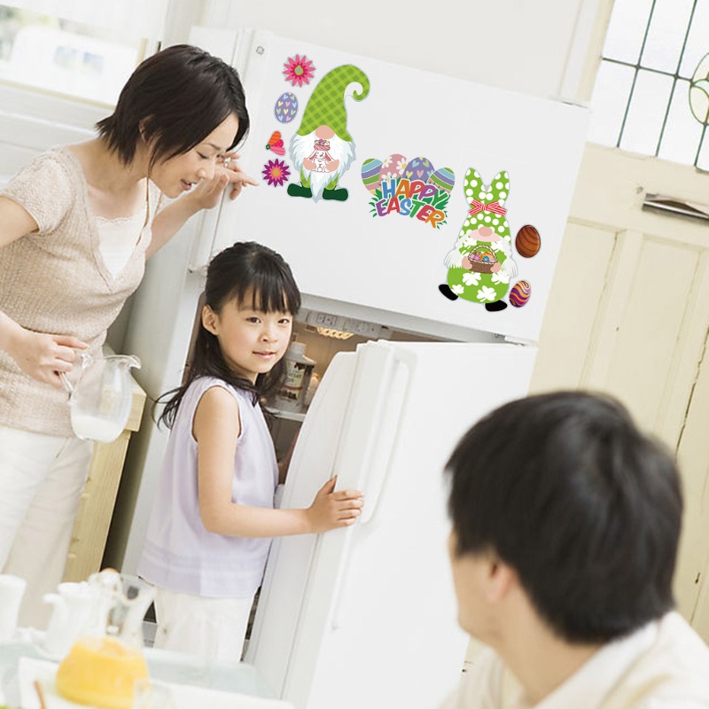 Set 9 Miếng Dán Cửa Sổ Trang Trí Hình Thỏ Phục Sinh