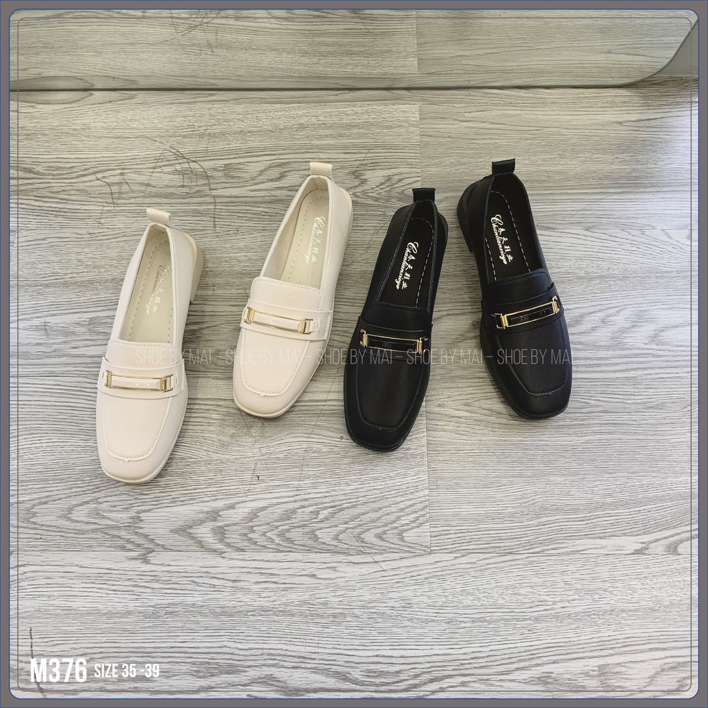 Giày búp bê mũi vuông gắn khóa trang trí M376 SHOEBYMAI