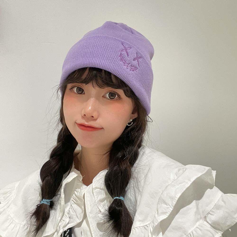VANES1 Mũ Len Họa Tiết Mặt Cười Vui Nhộn Phong Cách Hàn Quốc Thời Trang Thu Đông Cho Nam