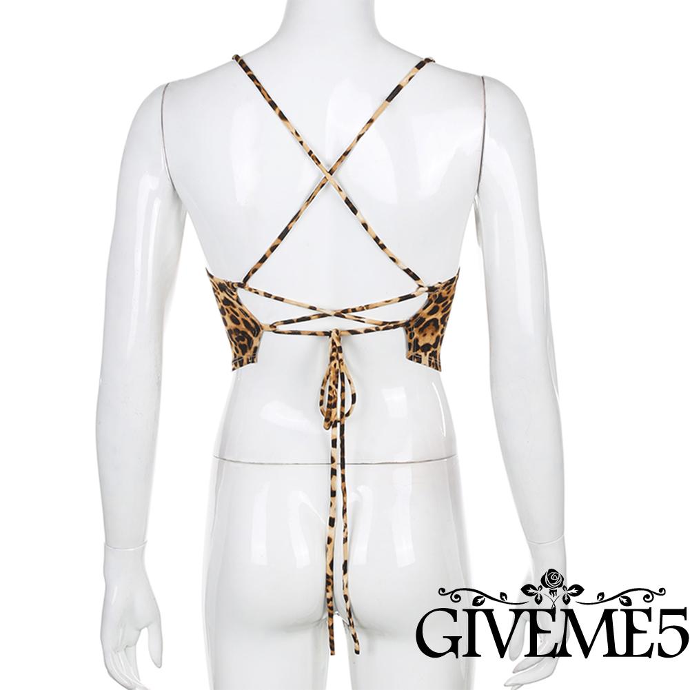 Áo hai dây hở lưng họa tiết da báo gợi cảm cho nữ