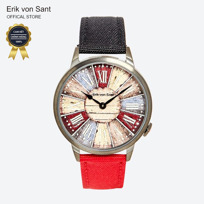 Đồng hồ nam Erik von Sant 003.006.F mặt tròn dây vải phối da 38mm