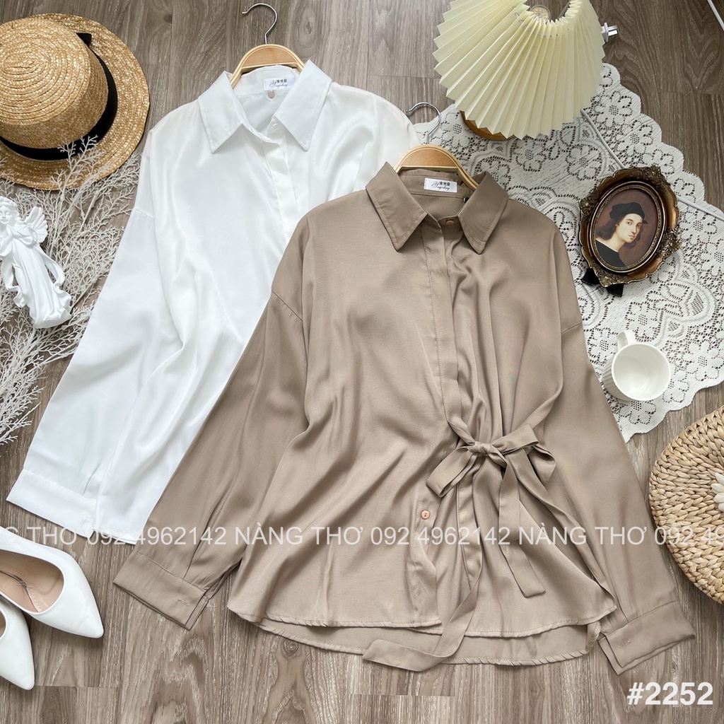 Áo sơ mi lụa thiết kế thắt nơ eo ulzzang thanh lịch, sang trọng (ảnh thật do shop chụp) 2252