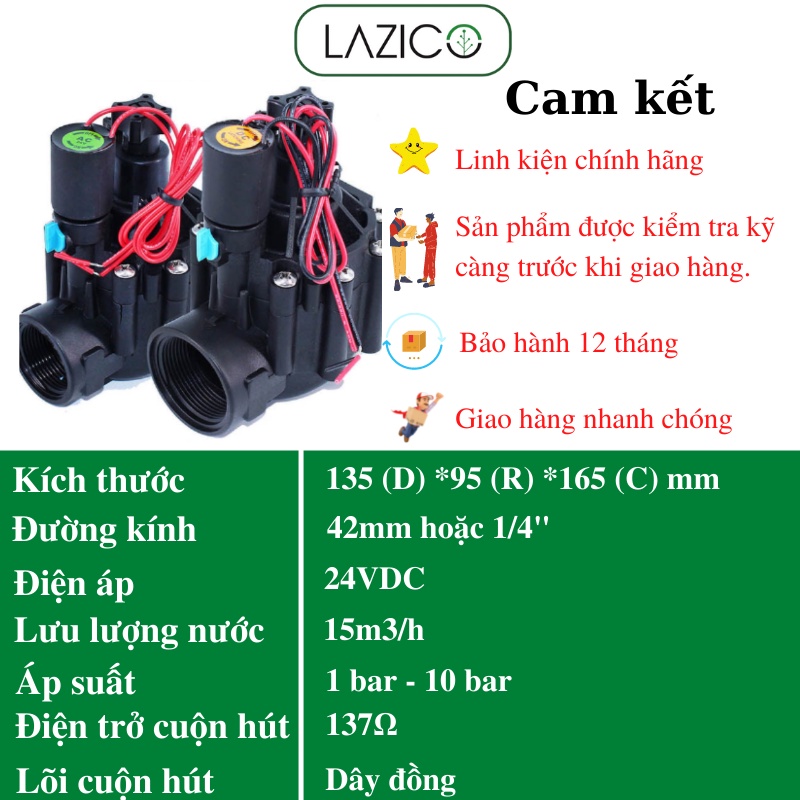 Van điện từ 24vdc phi 42, van nước điện từ Lazico chính hãng giá rẻ