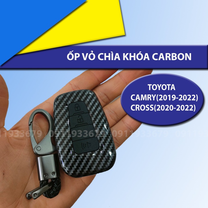 🔥HCM- Ốp chìa khóa carbon theo xe Toyota Cross, Camry 2019-2022.
