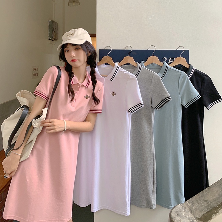 zhainvchaoyi Đầm Polo Tay Ngắn Dáng Ôm Phong Cách Hàn Quốc Thời Trang Mùa Hè Mới Cho Nữ 2021