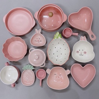 🍑Tách lẻ các món bát đĩa set hồng🍓