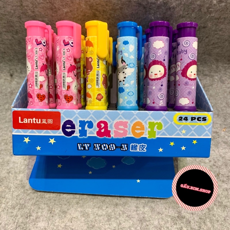 Gôm, tẩy dạng bút bấm hoạ tiết xinh xắn