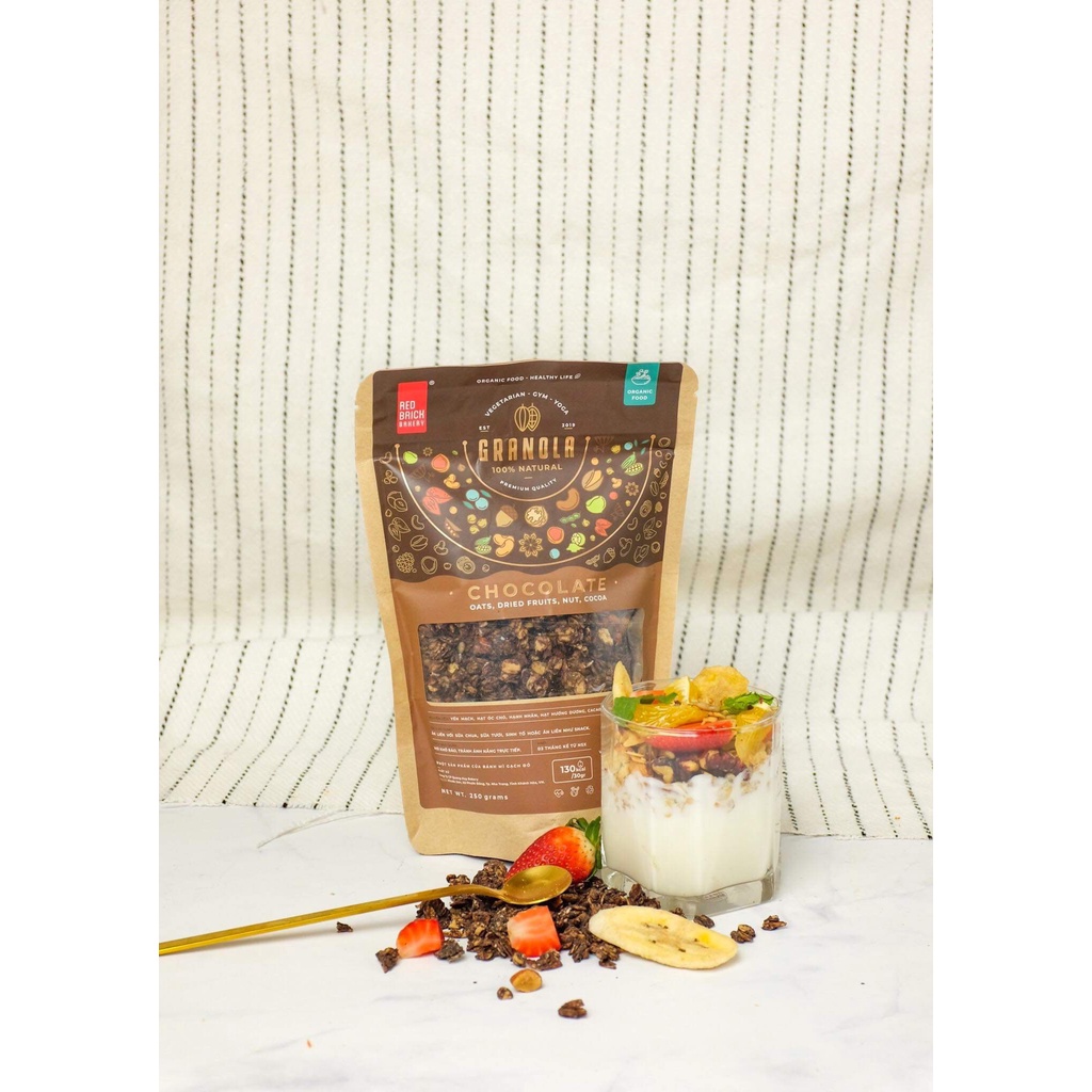 Ngũ Cốc Granola Cao Cấp Gạch Đỏ 250g Giàu Hạt, Không Tinh Bột, Thích Hợp Cho Người Ăn Kiêng, Giảm Cân