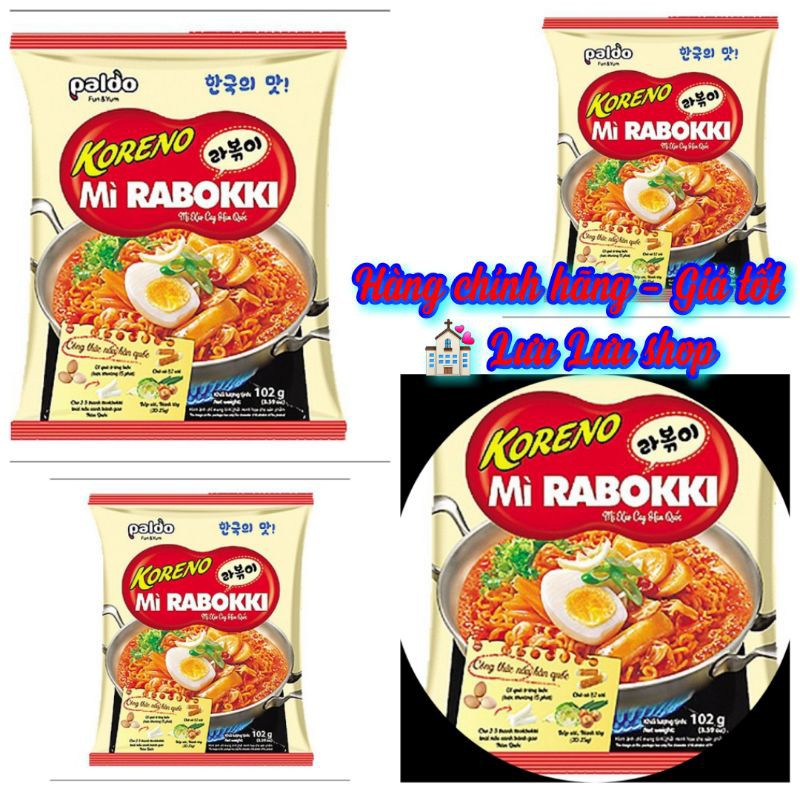 (Lưu ý cách nấu chuẩn vị Hàn)Mì xào cay Koreno Rabokki Hàn Quốc gói 102gr