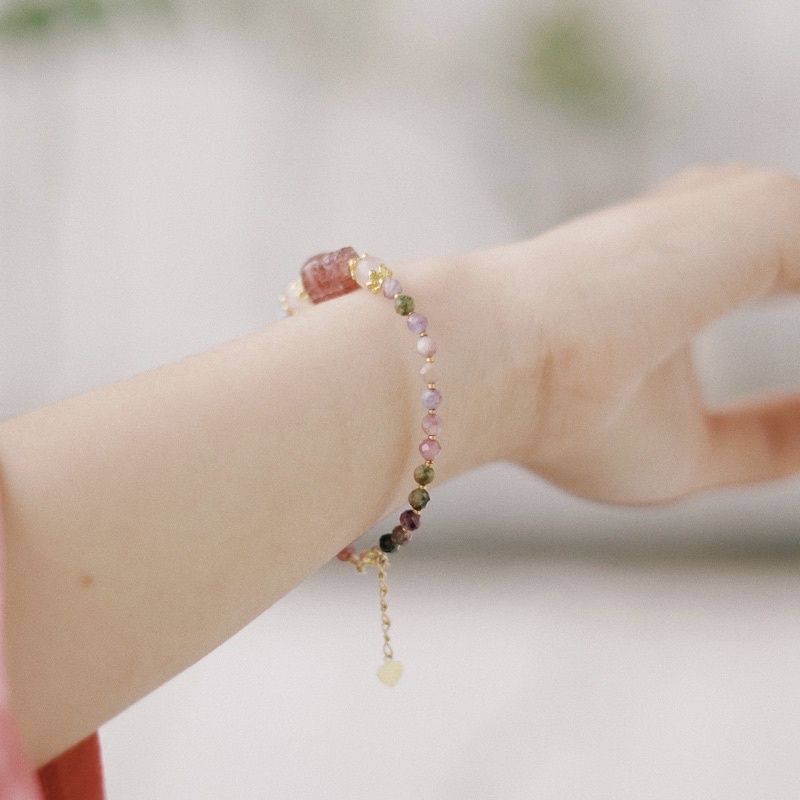 Lắc Tourmaline mix charm Tỳ Hưu VIP