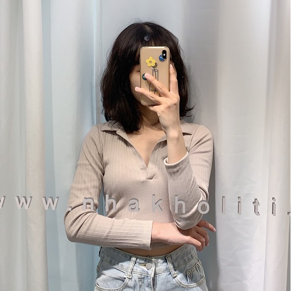 Áo polo croptop vải cotton 4 chiều tay dài TK - ATTK025 | BigBuy360 - bigbuy360.vn