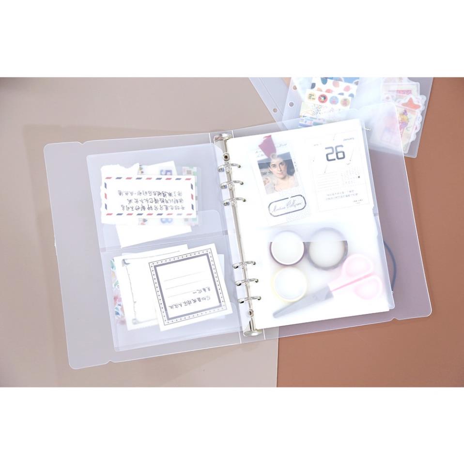 Bìa sổ còng binder GALANO bìa còng 6 lỗ A5 A6 kiêm túi đựng 2 ngăn có nắp SN-001343