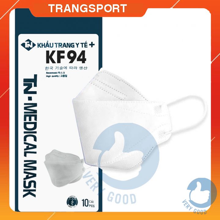 Túi 10 khẩu trang y tế 4 lớp kháng khuẩn 3d KF94 chống khói bụi vi khuẩn Hàn Quốc trangsport sport