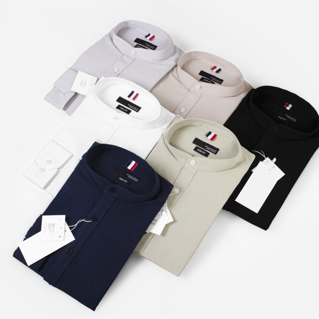 Áo sơ mi Đũi cổ tàu Galvin chất cotton đũi co giãn mát mịn chống nhăn co giãn SMGV135 - Leo Vatino