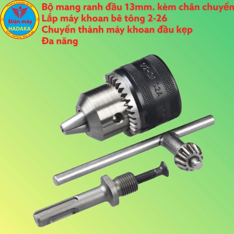 Bộ đầu mang ranh 13mm sắt kèm chân chuyển bê tông sang máy khoan