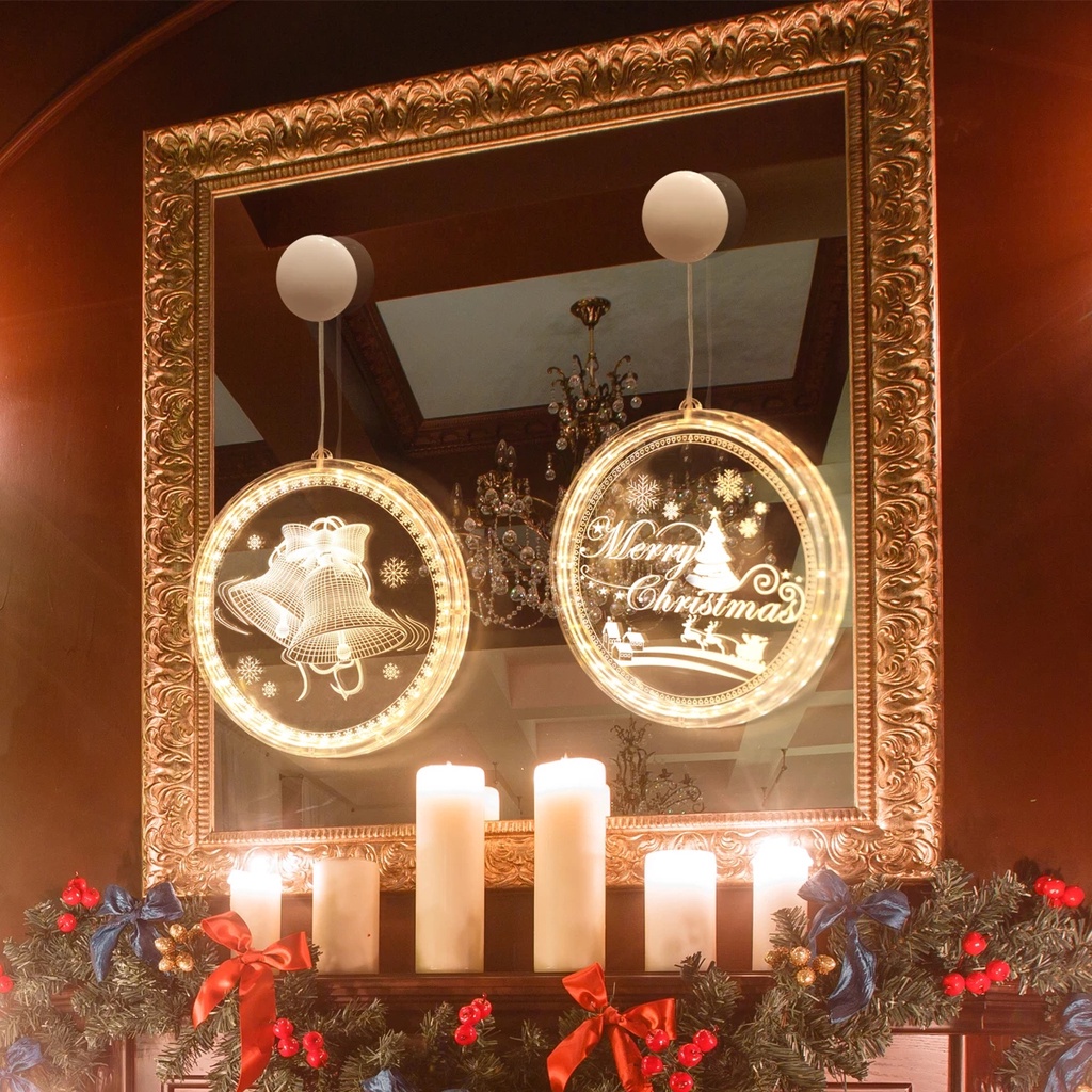 Dây Đèn LED 3D Hình Ông Già Noel / Bông Tuyết Trang Trí Giáng Sinh