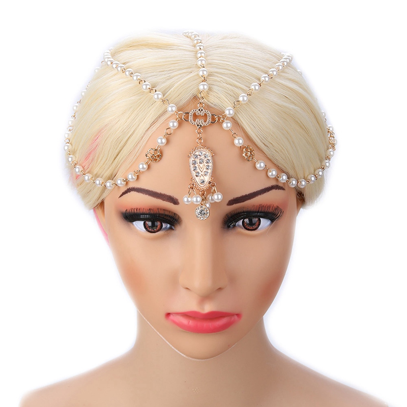 Chuỗi ngọc trai nhân tạo đeo vòng đầu trang trí phong cách Bohemian