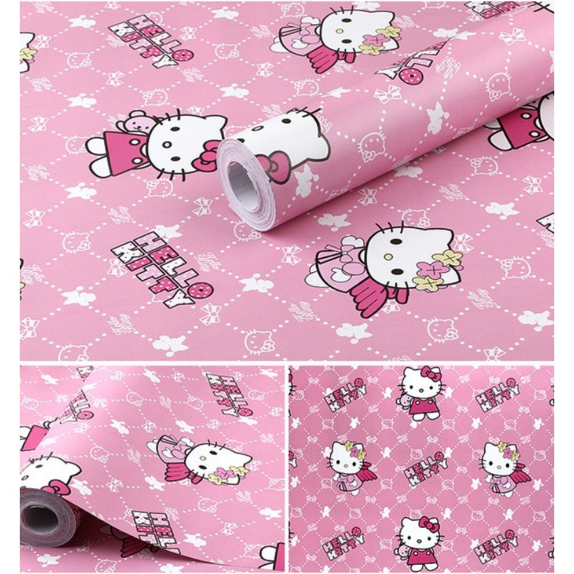 Cuộn 10m giấy dán tường kitty thiên thần khổ rộng 45cm