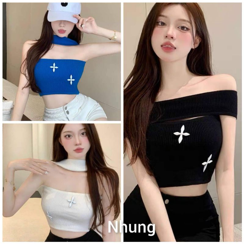 Áo len  croptop vòng cổ hàng QC