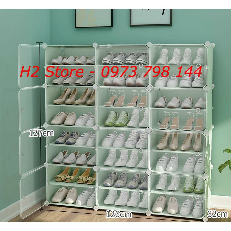TỦ GIÀY DÉP LẮP GHÉP 24 Ô (chia ô) CỬA TRẮNG TRONG