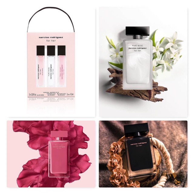 [Authentic] SET NƯỚC HOA NỮ NARCISO RODRIGUEZ 3 CHAI TRAVEL SIZE
