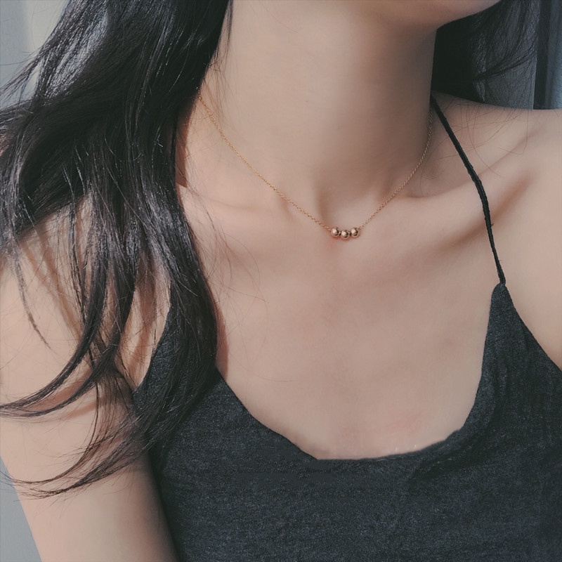 Vòng Cổ Nữ Đơn Giản Chuỗi 3 Hạt Nhỏ Phong Cách Hàn Quốc Nhẹ Nhàng DB2676 Bảo Ngọc Jewelry