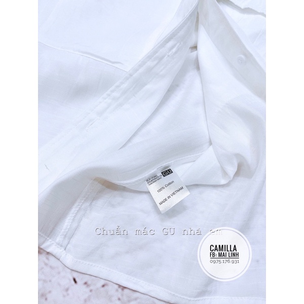 ✨SƠ MI TRĂNG✨Áo sơmi Gu túi trước tay hến