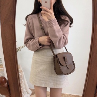 Ulzzang Áo len cổ tim Hàn Quốc M101-1