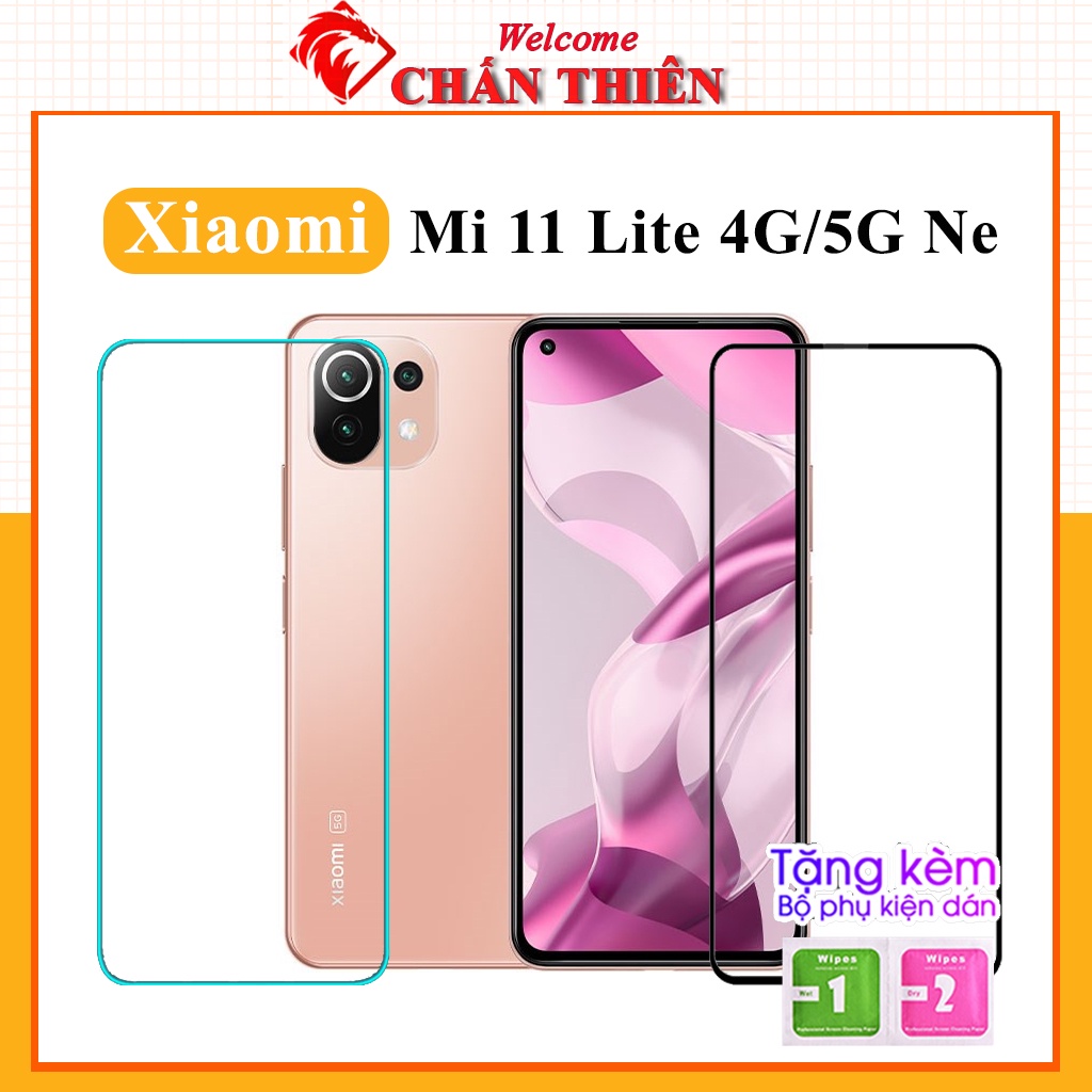 Kính cường lực Xiaomi Mi 11 lite 4G NE 5G  full màn 9D trong suốt tặng kèm khăn lau màn hình [FM]