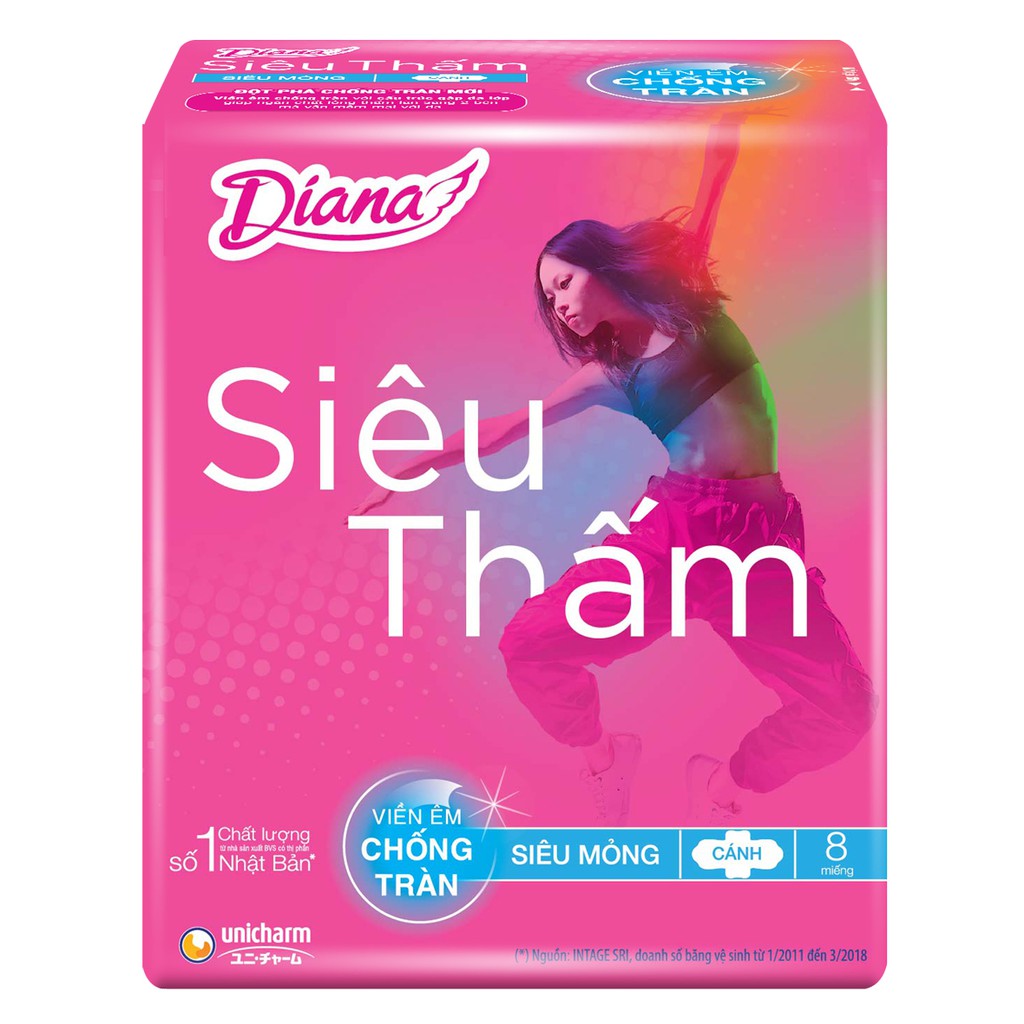 Băng vệ sinh Diana Siêu thấm siêu mỏng cánh 23cm (Ngày)