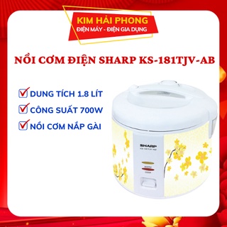 Nồi cơm điện SHARP KS-181TJV "AB" , nồi cơm 1.8 lít dùng cho 4-6 người , gia dụng chính hãng - [ kimhaiphong_store ]