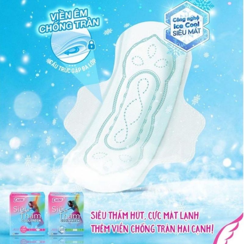 Combo 6 gói băng vệ sinh Diana siêu thấm Cool Fresh 8 miếng