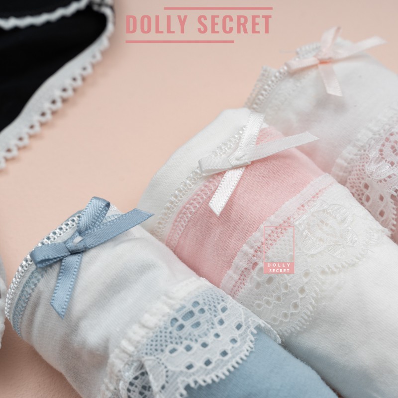 Quần lót nữ cotton viền ren đáng yêu kháng khuẩn dễ thương nữ tính nhiều màu DOLLY SECRET QL017 | BigBuy360 - bigbuy360.vn