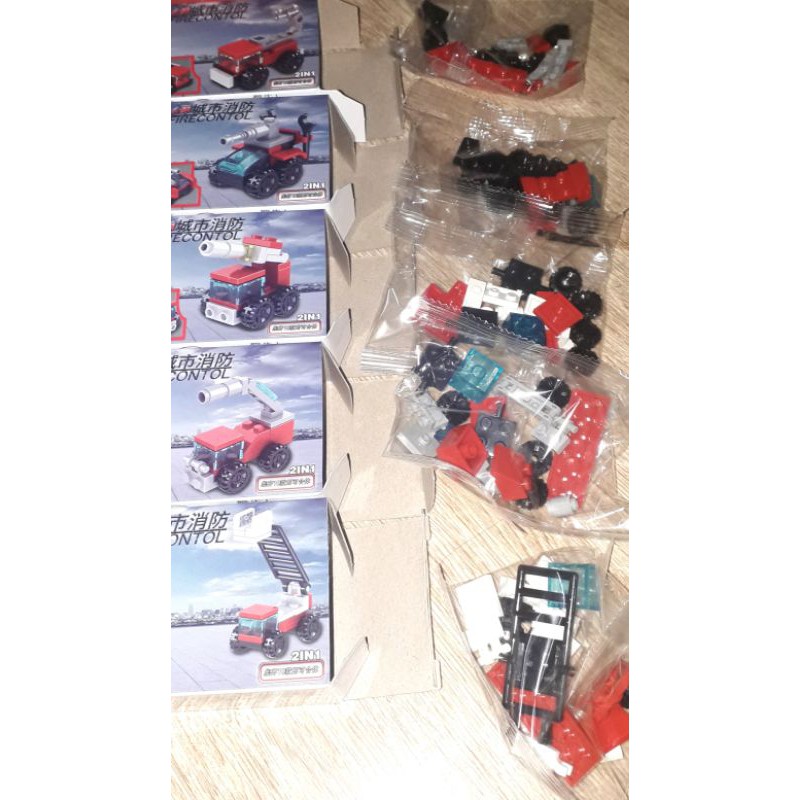 Sét Bộ Lego_Lắp ráp Xe Cứu Hỏa 10 chiếc 52009 có nhiều chi tiết bằng nhựa