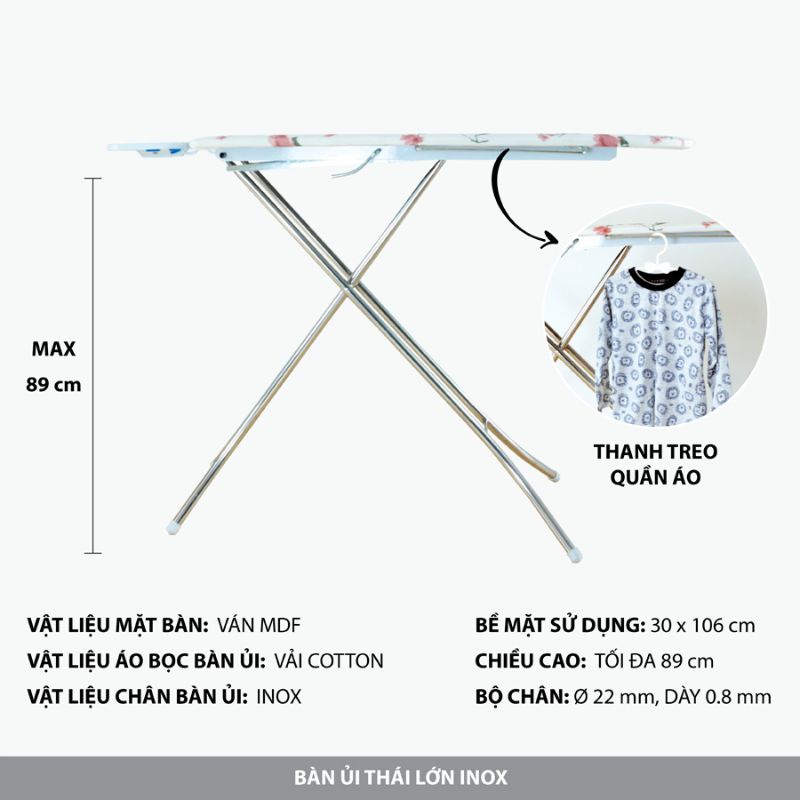 Kệ để bàn ủi tăng chỉnh độ cao, hàng việt nam chất lượng cao - Cầu là quần áo loại lớn