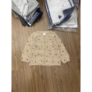 Áo len cardigan hm chấm bi phồng cho bé gái