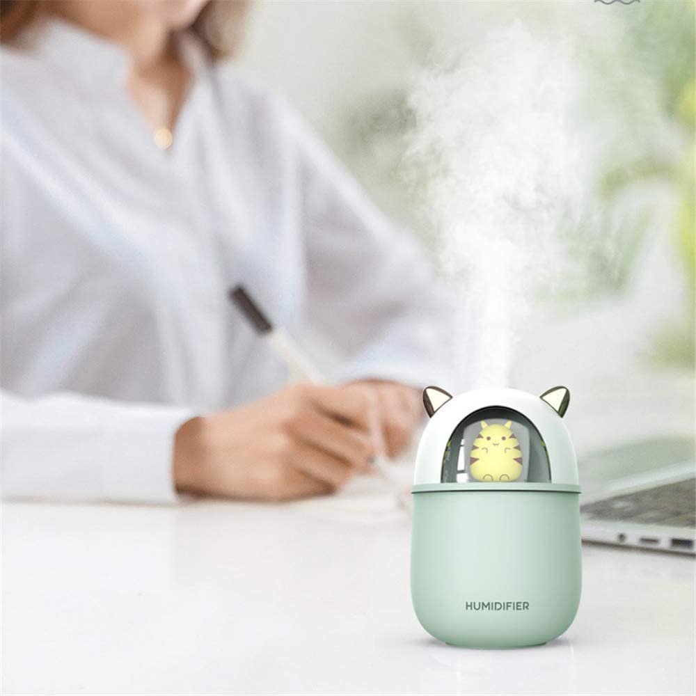 Máy tạo độ ẩm, Máy phun sương mini Humidifier 300ml, phun tinh dầu kèm đèn Led đẹp cute dễ thương