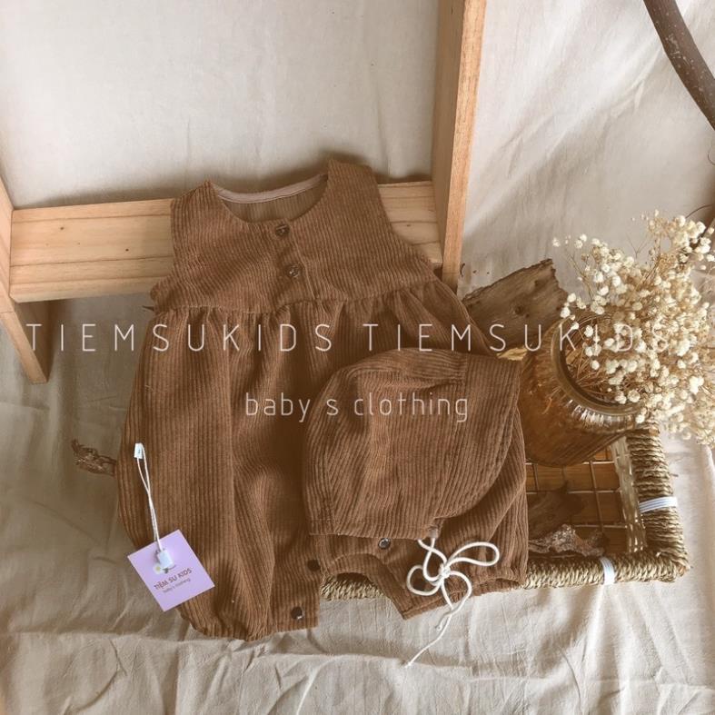 HÀNG TRẺ EM THIẾT KẾ - Romper nhung tăm kèm mũ cho bé trai bé gái