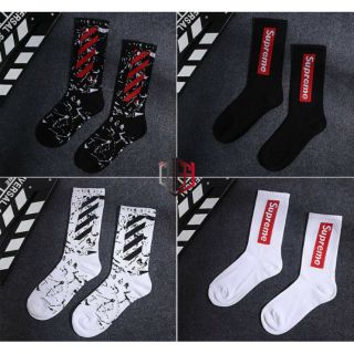 Tất Supreme, off white cao cổ