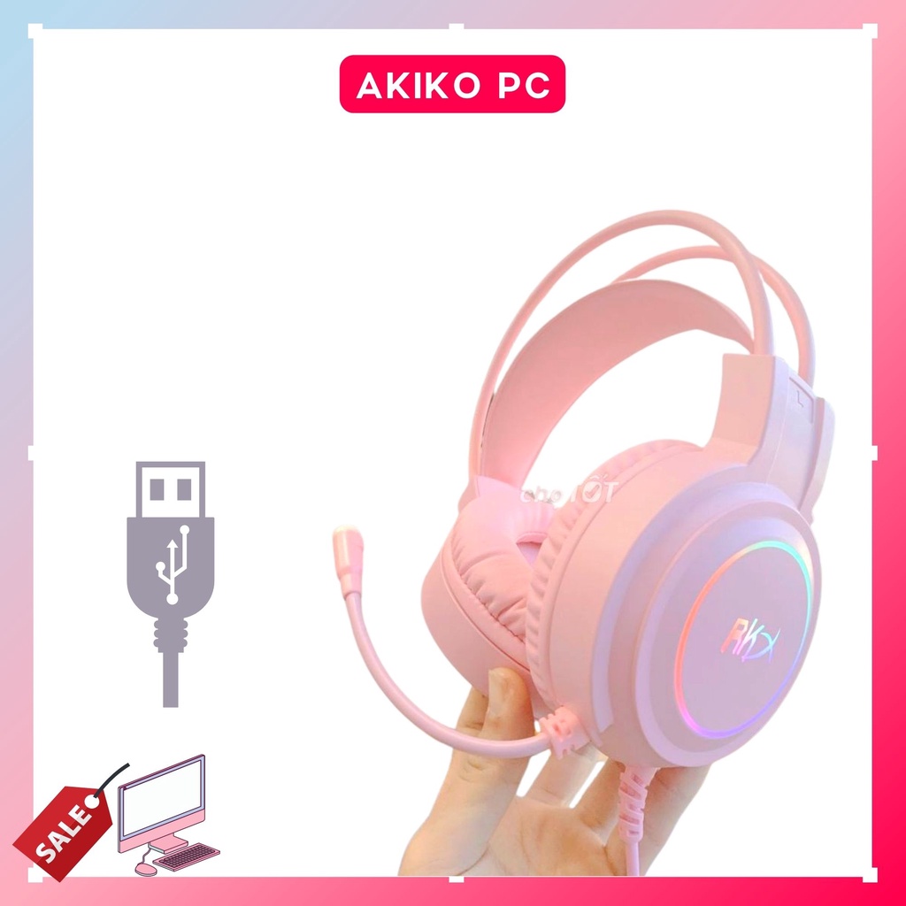 Tai nghe gaming màu hồng Wangming 9800s pink  Âm Thanh 7.1 Jack USB Chính Hãng SỬ DỤNG CHO MÁY TÍNH- Máy Tính Báo Hồng