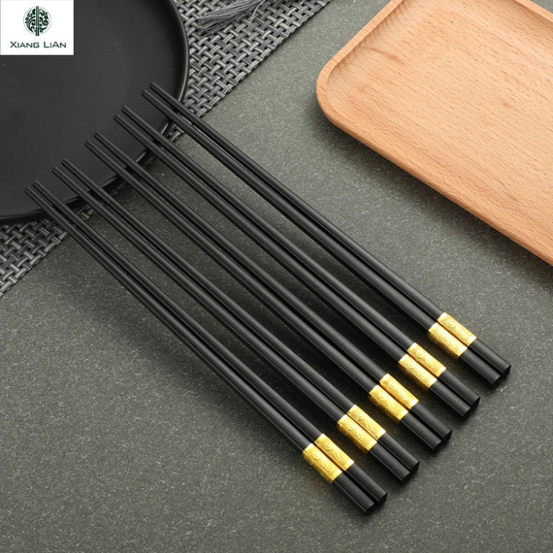 Bộ 10 Đôi Đũa Khảm Vàng Phong Cách Nhật Bản.Bộ 10 đôi Đũa mạ vàng, Đũa ăn cao cấp đũa khảm vàng hàn quốc Chống Trơn
