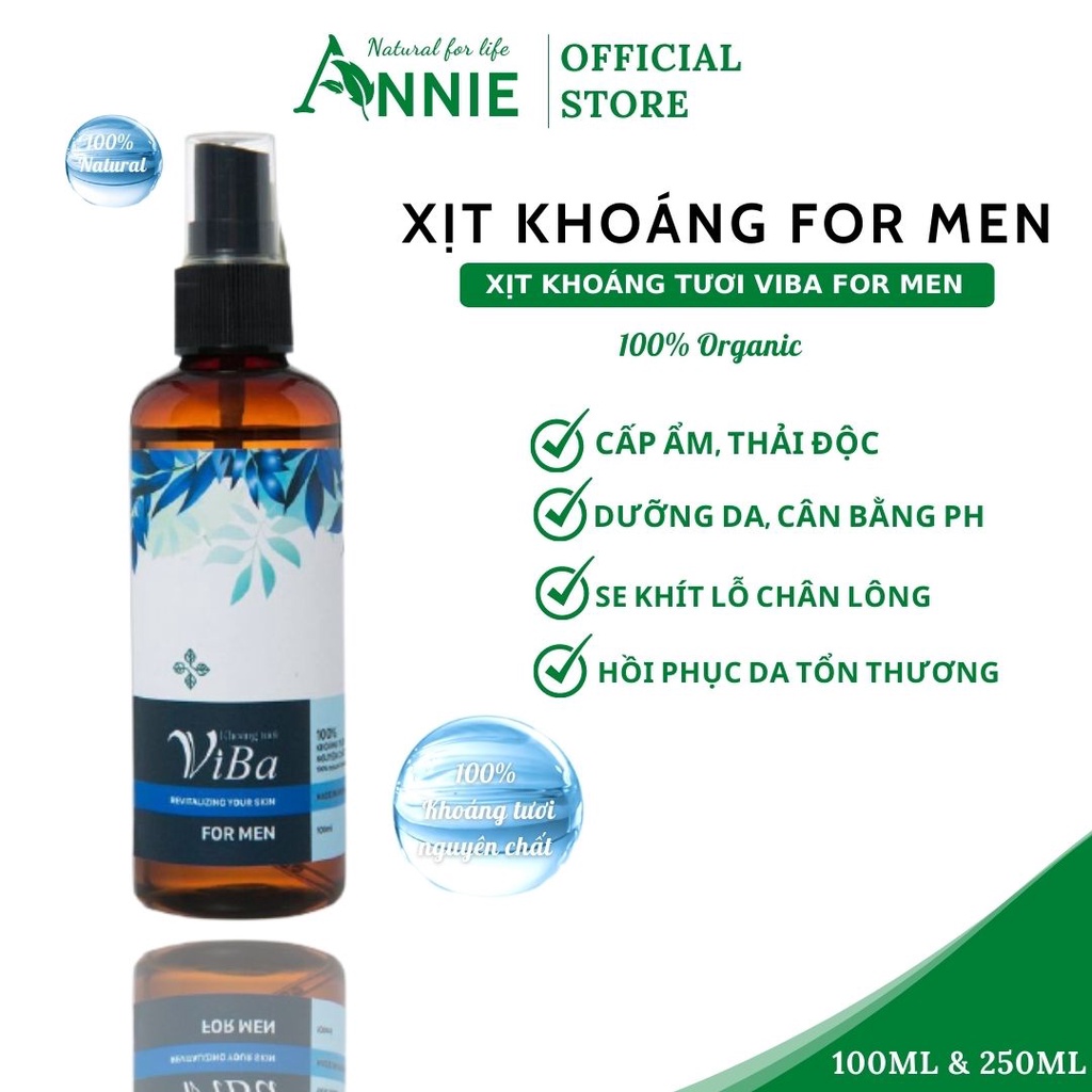 xịt khoáng viba for men xịt khoáng dành riêng cho nam cấp ẩm, dưỡng da, cân bằng PH phục hồi tổn thương cho da.