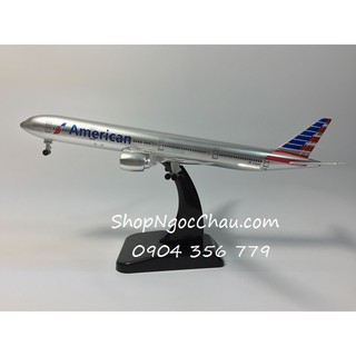 Máy bay mô hình American Airlines_ Boeing 777-300ER (18cm, có bánh xe)