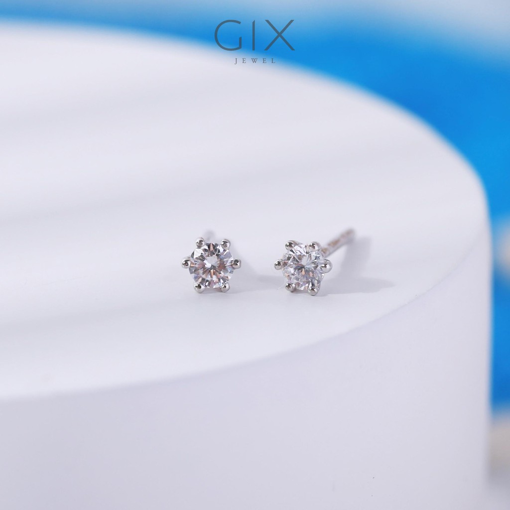 Bông tai bạc nữ kim cương nhân tạo 3li sáng đẹp Gix Jewel SPGBT05