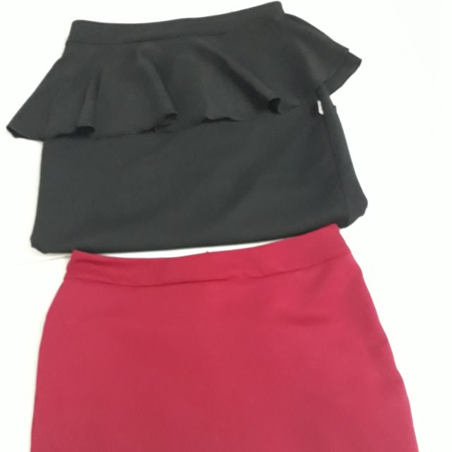 Combo 2 chân váy đen đỏ