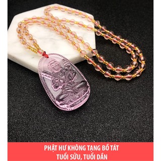 Dây chuyền chuỗi hạt mặt phật Hư Không Tạng Bồ Tát màu hồng - Phật bản mệnh người tuổi Sửu, tuổi Dần