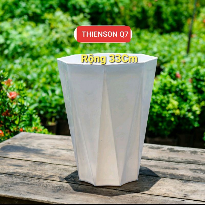 Chậu Nhựa Kim Cương 41*33Cm Xịn & Dày 8 Cạnh Trồng Cây