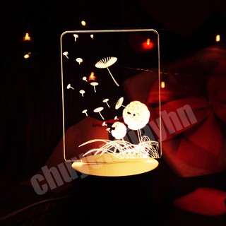 Đèn ngủ 3D BỒ CÔNG ANH VUÔNG, đèn trang trí, quà tặng sinh nhật, quà tặng tình yêu