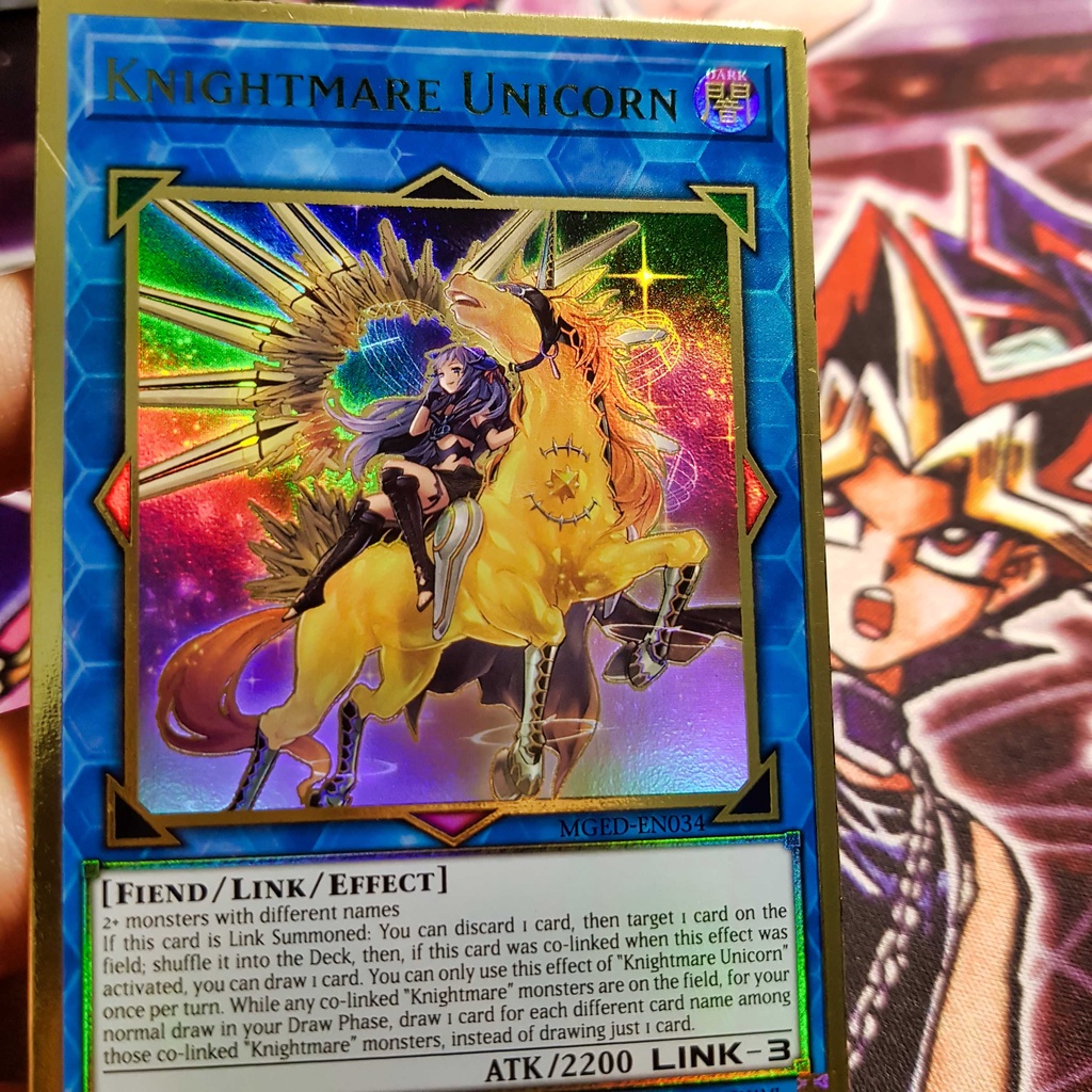 Thẻ bài Yugioh chính hãng | Knightmare Unicorn | MGED Premium Gold Rare